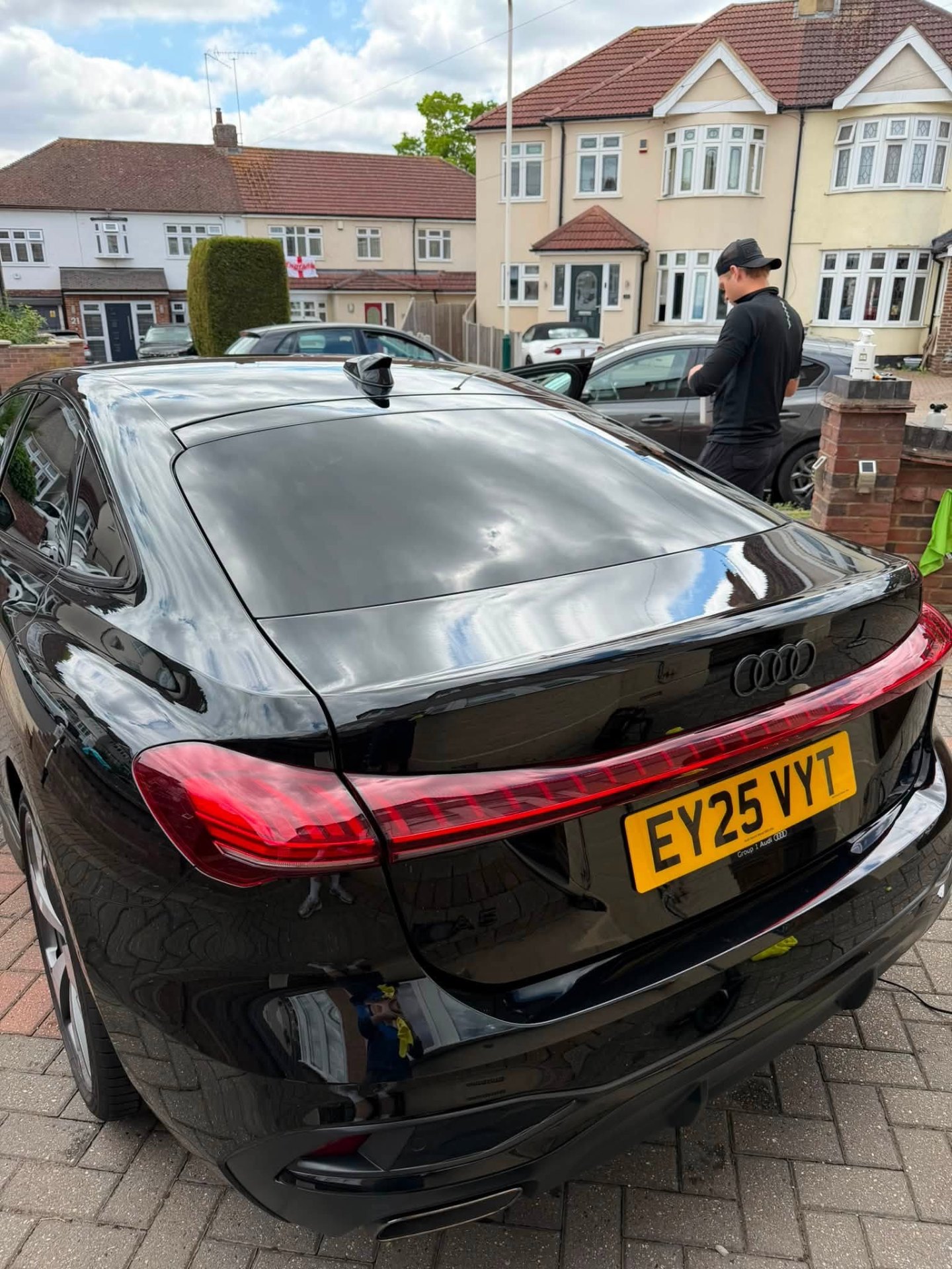 Freshly detailed black Audi saloon